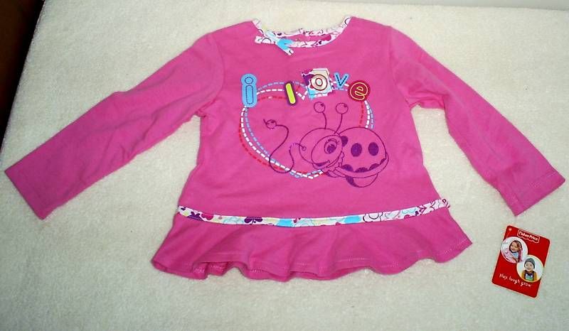 NEW GIRLS 3T FISHER PRICE SHIRT •LOVE BUG• PINK  