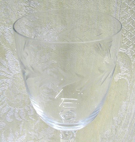 Vintage FOSTORIA Cut GLASS CRYSTAL HOLLY Water GOBLET STEMWARE SET 