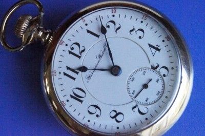 18 SIZE 21 JEWEL HAMPDEN DUEBER AUTHENTIC RAILROAD POCKET WATCH SN 