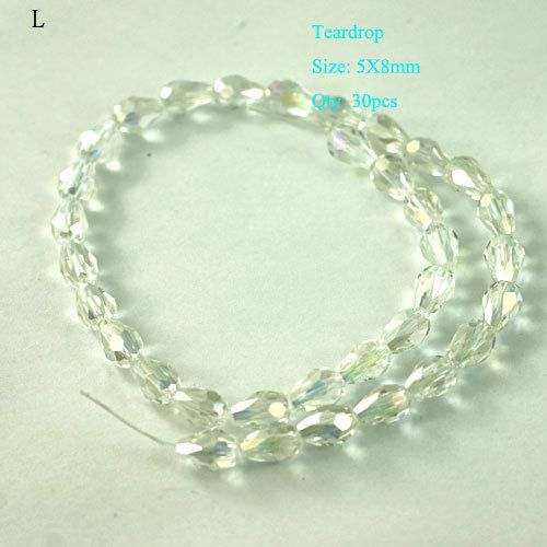 r0146 Wholesale Lots 30pcs 5*8mm Translucent Drop Clear AB Crystal 