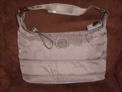 COACH SIGNATURE STITCH NYLON HOBO F17720 IN GRAY  