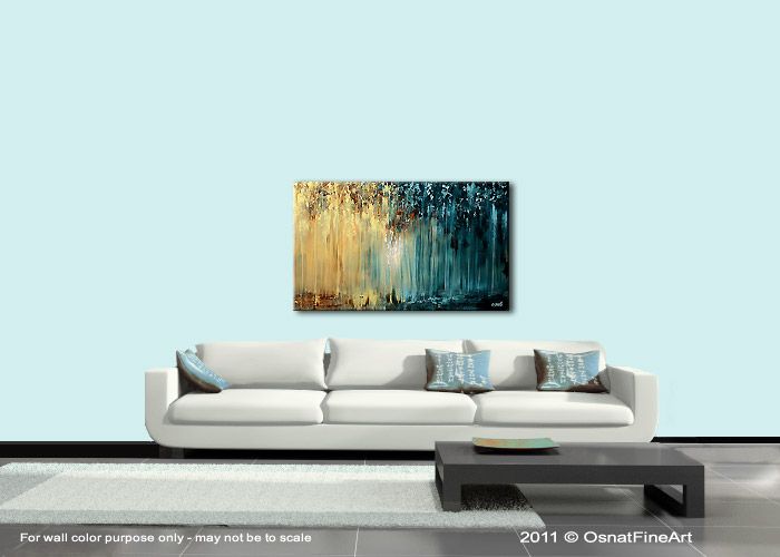 ORIGINAL abstract painting modern IMPASTO art leaves trees rainforest 