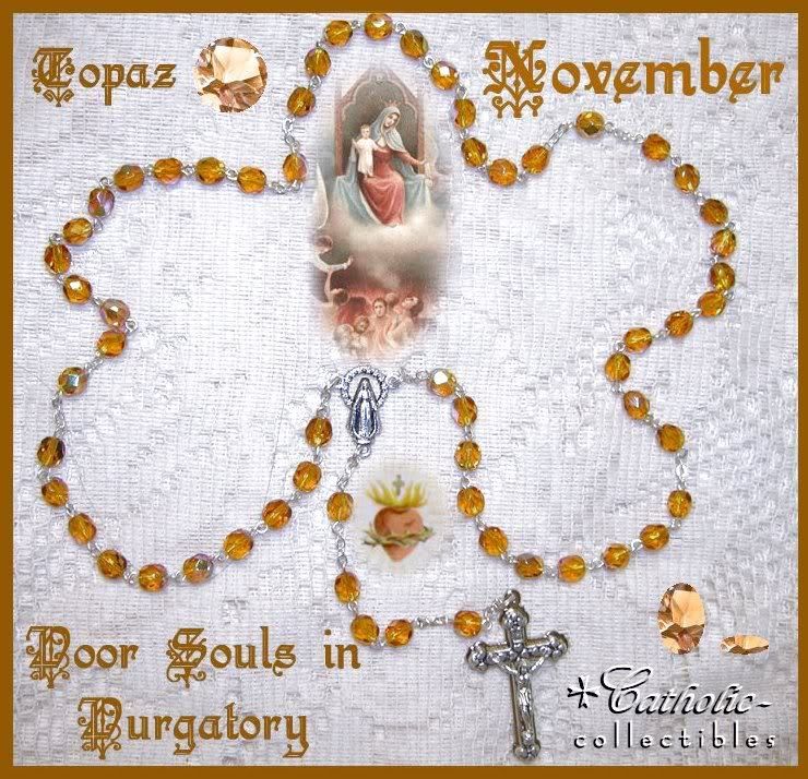 Birthstone Catholic Rosary November Topaz NIB  