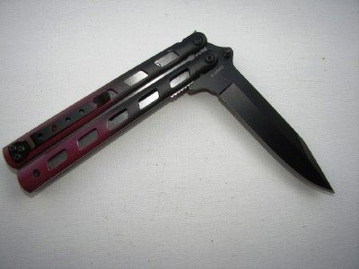 Duck USA Spring Assist Metal Handle Knife w/ Belt Clip   Black/Red 