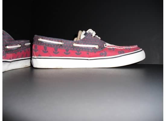 WOMENS BAHAMA SPERRY TOP SIDER RED BLUE ANCHOR NAUTICAL BOAT SHOES 8 