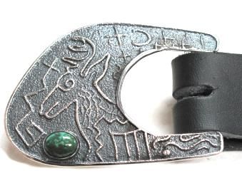 Mary & Jack Tom Sandcast Deer & Turquoise Ranger Buckle  