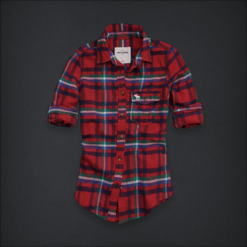 NWT Abercrombie Kids Girl XL Bright Red Plaid Shirt Top  