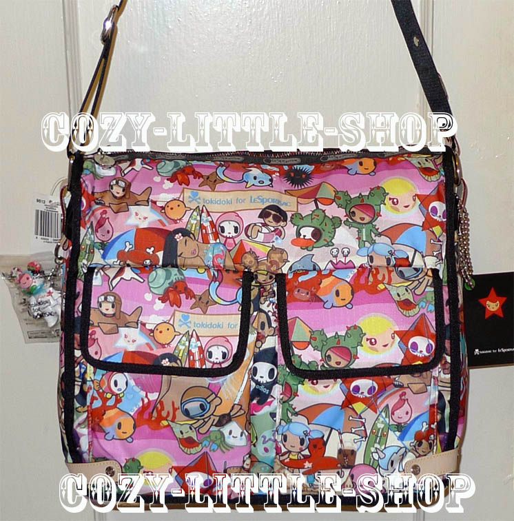 NWT LeSportsac TOKIDOKI SPIAGGIA *CAMPEGGIO* Messenger Bag~Sandy 