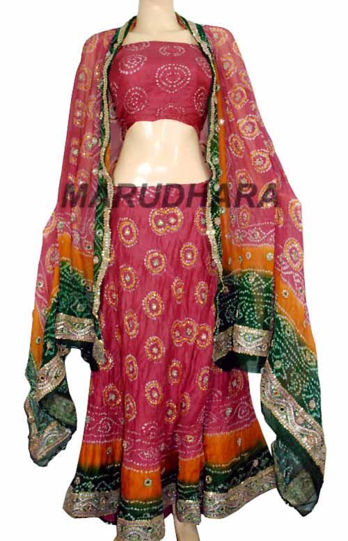 Indian Bandhani Bohemian Lehnga Ghagra Chaniya Choli  