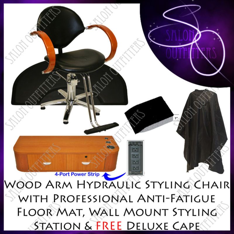 HYDRAULIC BARBER CHAIR WOOD STYLING STATION HAIR MAT BEAUTY SPA SALON 