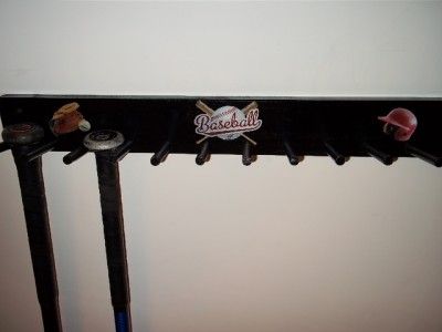 WOOD LARGE BASEBALL BAT RACK BLACK SOFTBALL STORAGE D1  