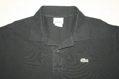 LACOSTE Mens Sz 7 Polo Shirt XL Black Short Sleeves Cotton Crocodile 