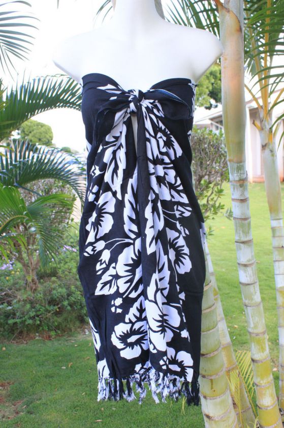   TAHITIAN FLORAL Sarong Hawaii Pareo Beach Cover up Wrap Skirt Dress