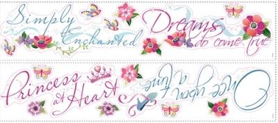 New DISNEY PRINCESS QUOTES WALL DECALS Princesses Stickers Girls Room 