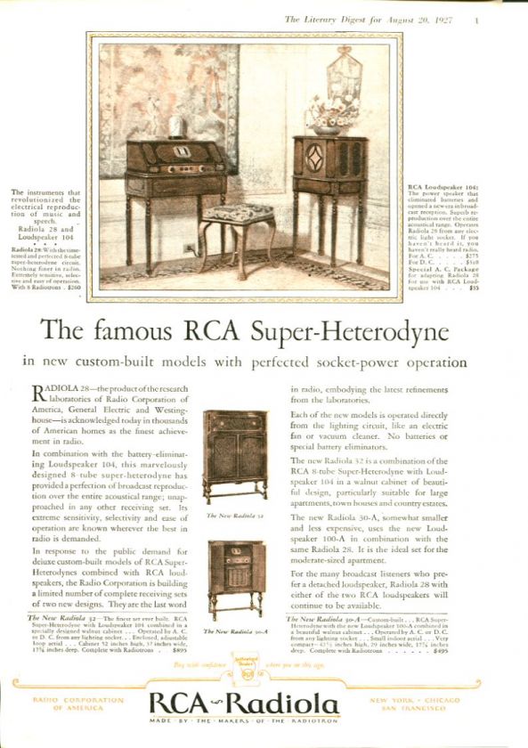 Lot of 1924 28 RCA Radiola Floor Model Radios Ads 5  