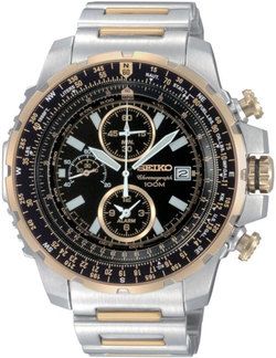 Seiko Mens Flight Computer Two Tone Watch SNAD06  