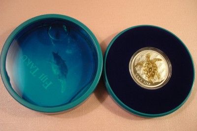 Fiji 2010 Sea Turtle Taku 1 Oz Silver Gold Gilded Coin  