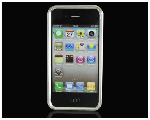 Luxury Wave Hard Case Cover Chrome Stand Rubberized Clip IPHONE 4 