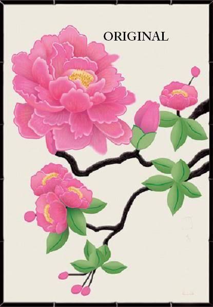 Oriental Peony Cross Stitch Pattern TBB  