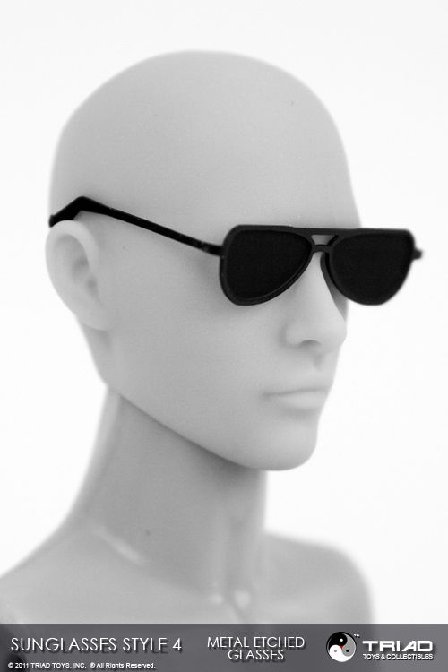   Toys 1/6 Scale BLACK METAL AVIATOR STYLE SUN GLASSES STYLE 4  