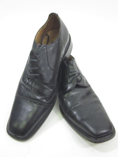 TASSO ELBA Mens Black Leather Laced Dress Shoes Sz 9  