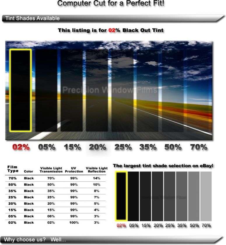 Honda CRX 90 91 PreCut Window Tint Blackout 2% VLT Film  