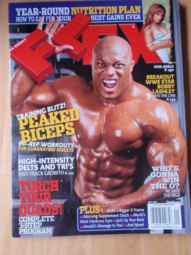 FLEX bodybuilding muscle mag/WWE Bobby Lashley 9 07  