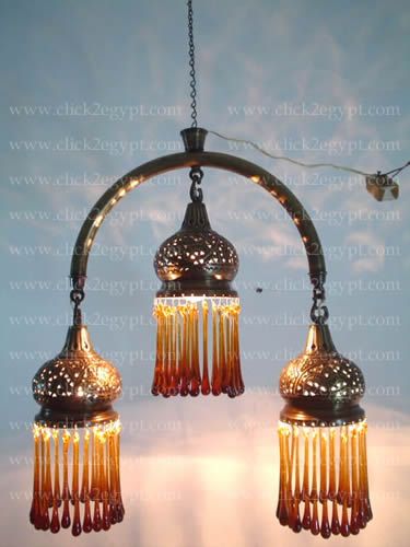 Antique Moroccan Style Glass Tears Pendant Chandelier  