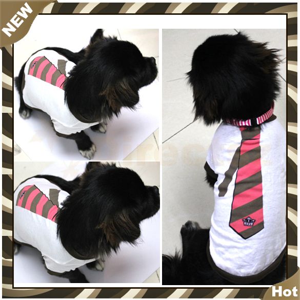 Hot Pet Dogs Cotton Printed Clothes T Shirt Apparel Dress White With 