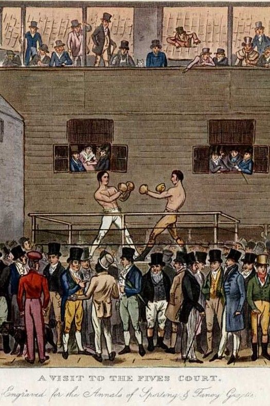 BOXING, RARE COLOR ANTIQUE SPORTING PRINT, BOXING GLOVE  