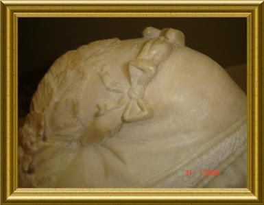 ANTIQUE Signe Italian MARBLE BRAIDS GIRL Bust Sculpture  