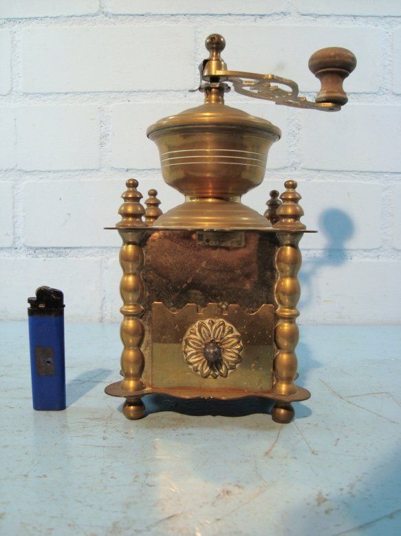 VINTAGE BRASS COFFEE GRINDER L@@K  