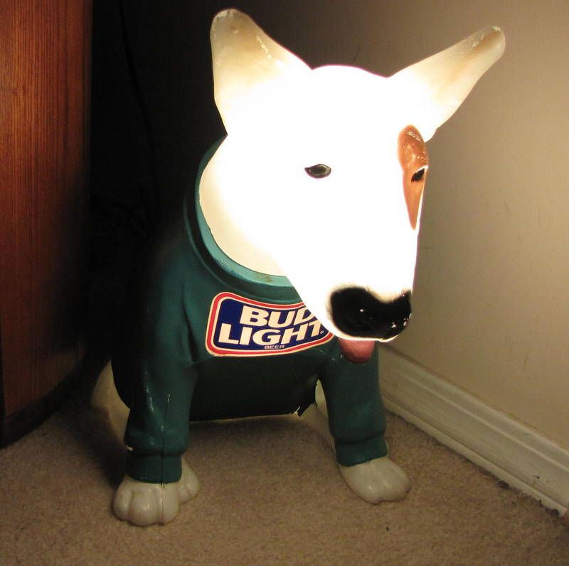   Bud Light Dog Statue Lighted Busch Bar Light Old Rare NR  