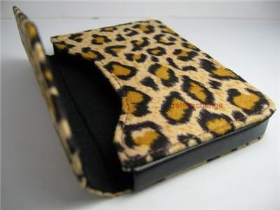 Leopard Grain Leather Magnetic Business Card Name ID Holder Case CH21 