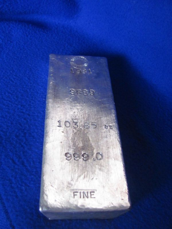 103.85 Oz HOMESTAKE MINING Co1981 RARE SILVER INGOT/BAR  