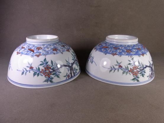 Fine Pair Porcelain *DOU CAI* Bowl *Luo Hua Liu Shui*  