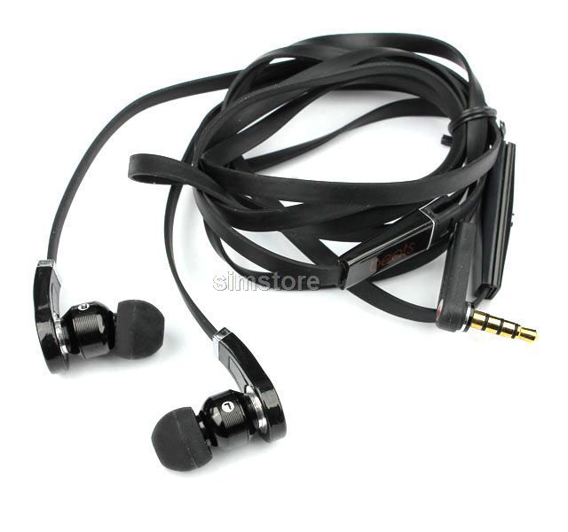 5mm in ear black headphone earphone headset w/ MIC for iphone ipod 