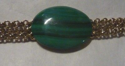 Malachite Cabochon on 3 Stranded Spidel Bracelet  