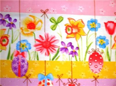 New Easter Eggs Flowers Fabric BTY Holiday Spring  