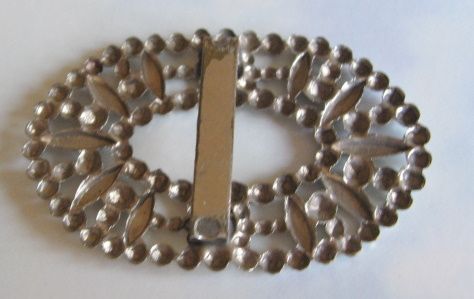 Pressed Metal Silvertone Oval Belt Buckle Vintage  