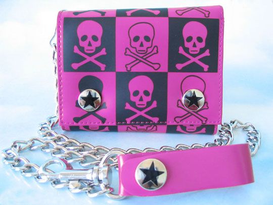 KEY CHAIN WALLET WITH SKULLS / EMO, PUNK, ROCKABILLY  