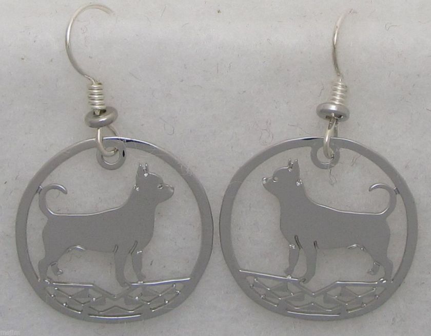 Chihuahua Jewelrly Silver Dangle Earrings  