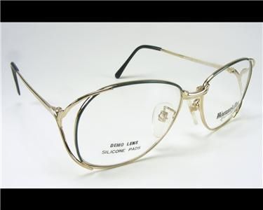 WOMANS VINTAGE GOLD + BLUE WIRE RIM EYEGLASSES FRAMES  