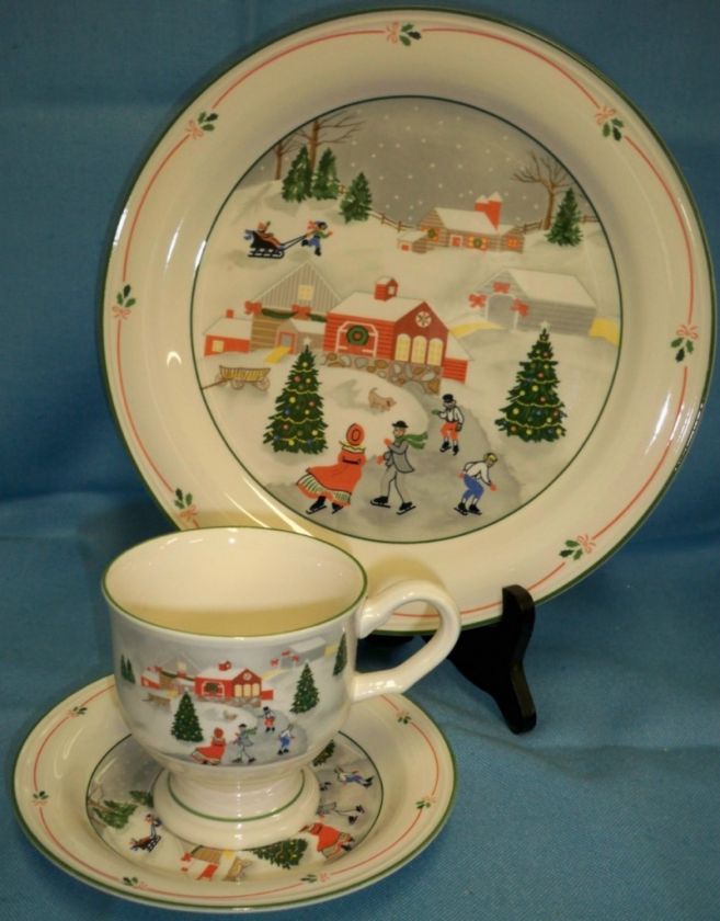 Sango Silent Night Christmas Dinnerware 1 Dinner Plate & 1 Footed Cup 