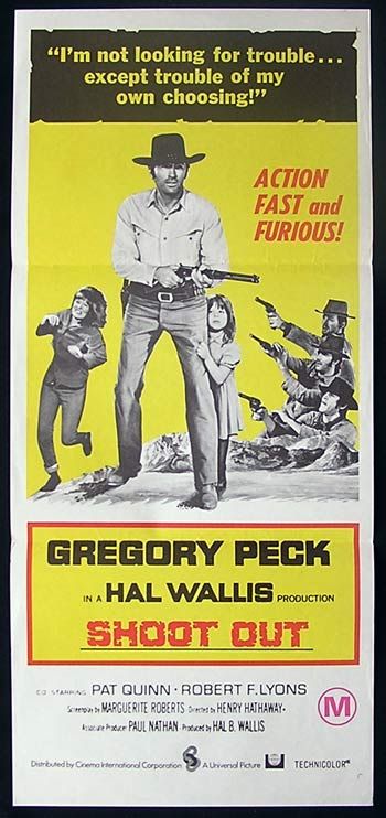 SHOOTOUT 1971 Gregory Peck Vintage daybill Movie poster  