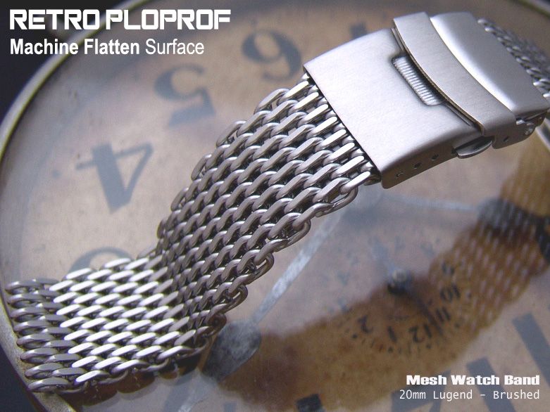 20mm Retro Ploprof Flatten SHARK Mesh Watch Band 848568001547  