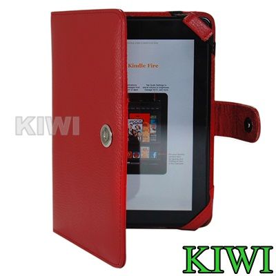   Red Folio Carry Case Cover for  Kindle Fire Tablet   PU Leather