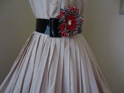Vintage 50s Beige Cotton Sundress M Day Dress Full Skirt Sleeveless 
