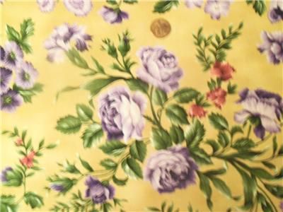 Giselle Marianne Elizabeth Floral Rose Quilt Fabric Purple Mauve Pink 