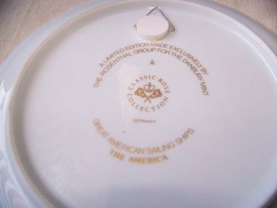 Rosenthal Porcelain Plate for DM American Sailing Ships  